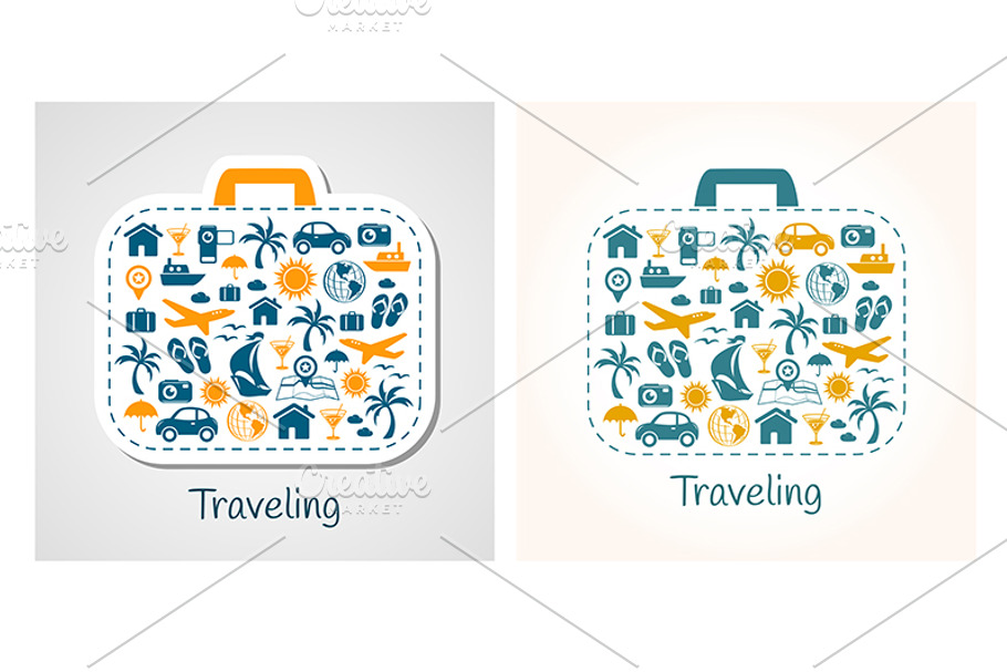 Travel holiday suitcase set in Holiday Icons - product preview 8