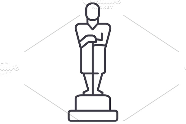 oscar,trophy vector line icon, sign, illustration on background, editable strokes