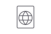 passport vector line icon, sign, illustration on background, editable strokes