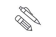pen and pencil vector line icon, sign, illustration on background, editable strokes