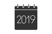 2019 annual calendar glyph icon
