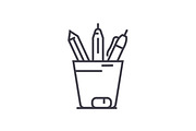pencil holder vector line icon, sign, illustration on background, editable strokes