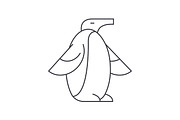 penguin vector line icon, sign, illustration on background, editable strokes