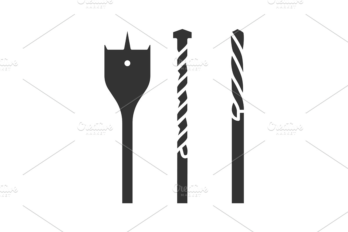 Drill bits glyph icon in Graphics - product preview 8