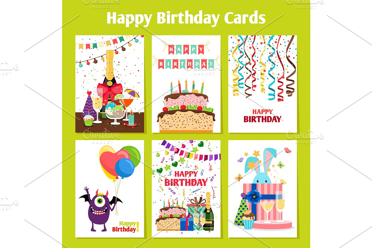 Birthday cards set in Objects - product preview 8