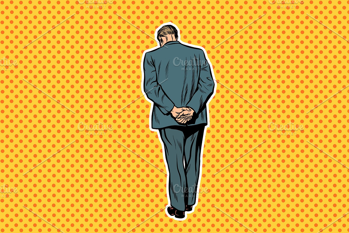 adult man standing with back pop art retro background in Illustrations - product preview 8