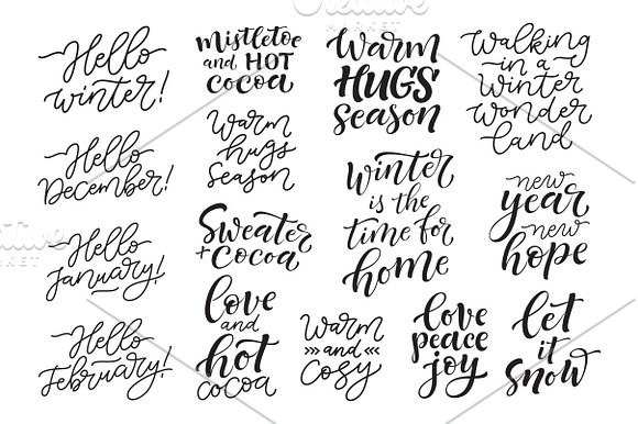 Winter holidays set | 60 lettering in Illustrations - product preview 3