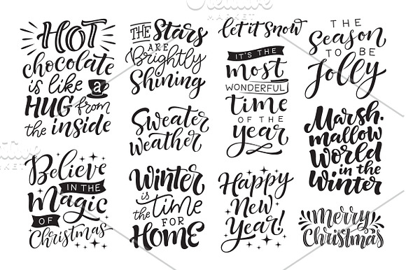 Winter holidays set | 60 lettering in Illustrations - product preview 5