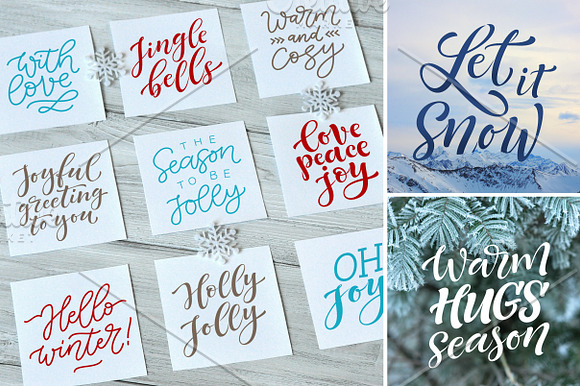 Winter holidays set | 60 lettering in Illustrations - product preview 9