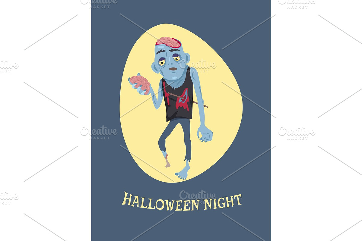 Halloween Night and Zombie Vector Illustration in Objects - product preview 8