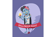 Halloween Night Crazy Zombie Vector Illustration