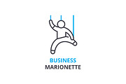 Business marionette concept , outline icon, linear sign, thin line pictogram, logo, flat vector, illustration