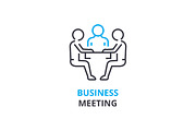 Business meeting concept , outline icon, linear sign, thin line pictogram, logo, flat vector, illustration