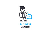 Business mentor concept , outline icon, linear sign, thin line pictogram, logo, flat vector, illustration