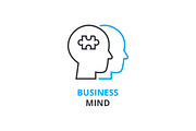 Business mind concept , outline icon, linear sign, thin line pictogram, logo, flat vector, illustration