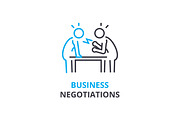 Business negotiations concept , outline icon, linear sign, thin line pictogram, logo, flat vector, illustration