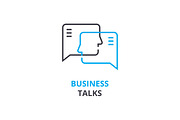 Business talks concept , outline icon, linear sign, thin line pictogram, logo, flat vector, illustration