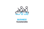 Business teamwork concept , outline icon, linear sign, thin line pictogram, logo, flat vector, illustration