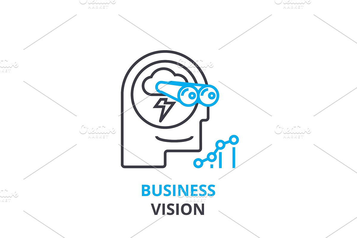 Business vision concept , outline icon, linear sign, thin line pictogram, logo, flat vector, illustration in Illustrations - product preview 8