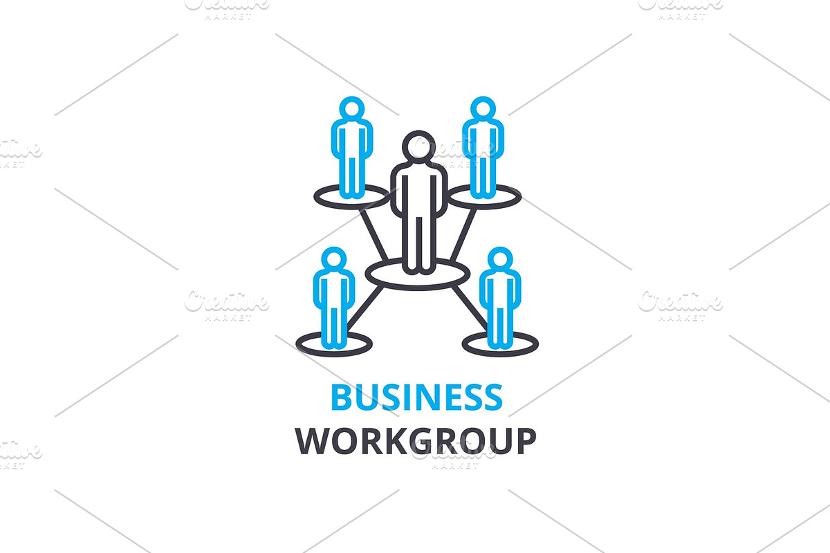 Business workgroup concept , outline icon, linear sign, thin line pictogram, logo, flat vector, illustration in Illustrations - product preview 8