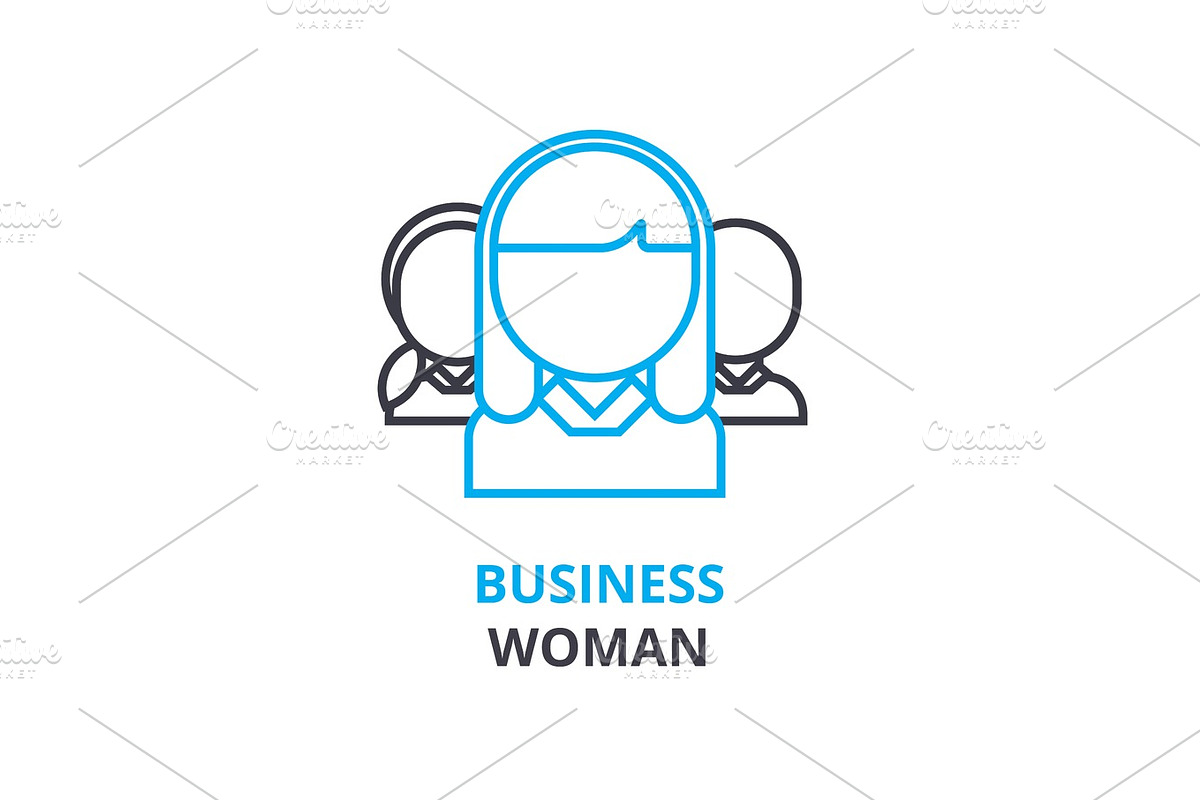 Businesswoman concept , outline icon, linear sign, thin line pictogram, logo, flat vector, illustration in Illustrations - product preview 8