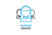 Businesswoman concept , outline icon, linear sign, thin line pictogram, logo, flat vector, illustration