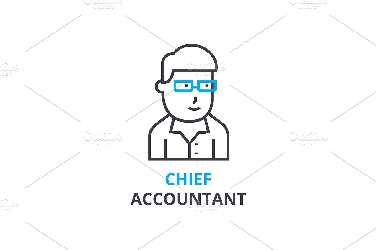 Chief accountant concept , outline icon, linear sign, thin line pictogram, logo, flat vector, illustration in Illustrations - product preview 8