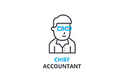 Chief accountant concept , outline icon, linear sign, thin line pictogram, logo, flat vector, illustration