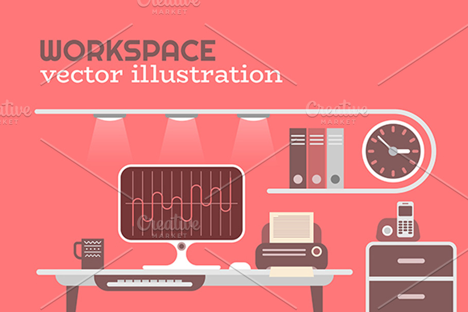 Office Workplace vector illustration