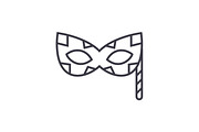 carnaval mask  vector line icon, sign, illustration on background, editable strokes