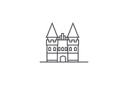 castle in europe vector line icon, sign, illustration on background, editable strokes
