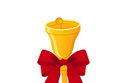 golden bell with bow, vector