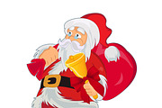 Santa Clause with gift bag and bell