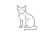 cat vector line icon, sign, illustration on background, editable strokes