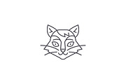 cat head vector line icon, sign, illustration on background, editable strokes
