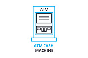 atm cash machine concept , outline icon, linear sign, thin line pictogram, logo, flat illustration, vector