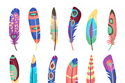 Vector colored feathers set