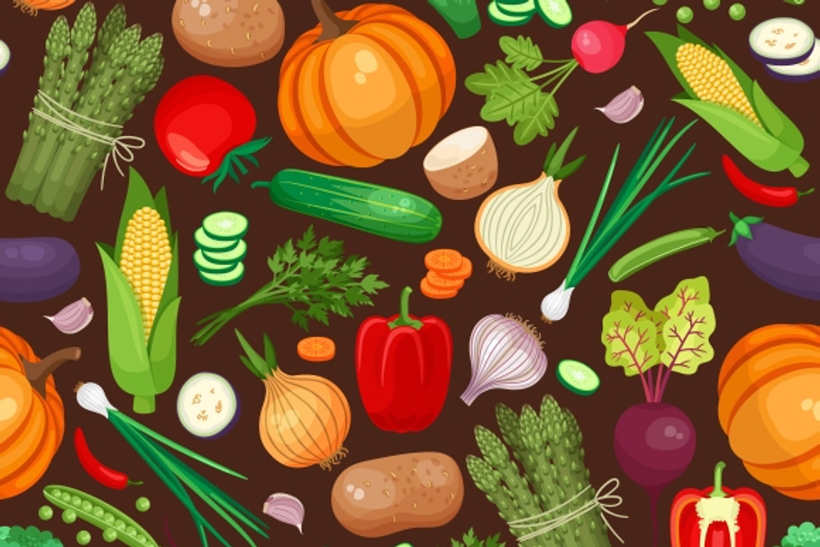 Vegetables seamless pattern in Patterns - product preview 8
