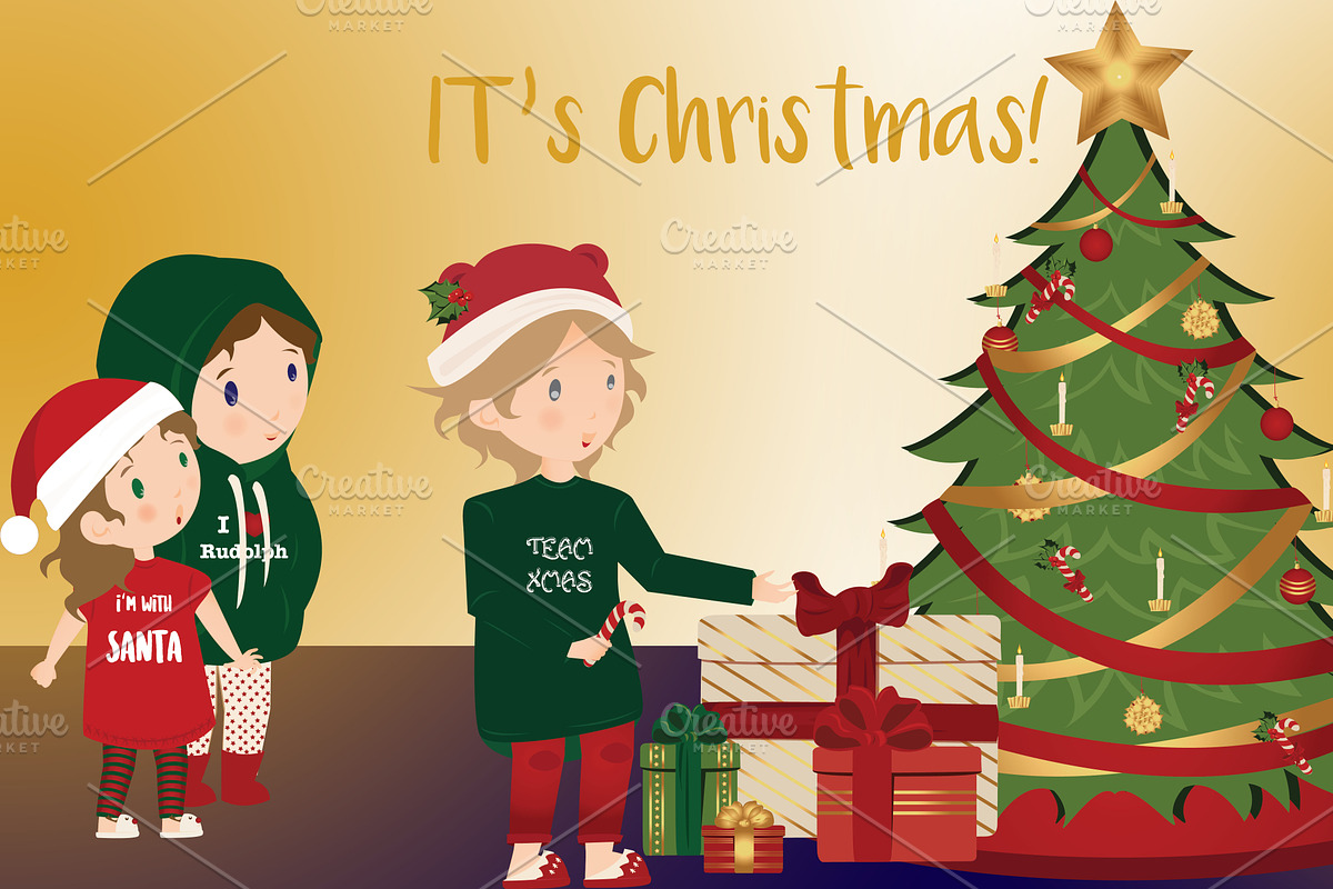 Christmas cute children in PNG in Illustrations - product preview 8