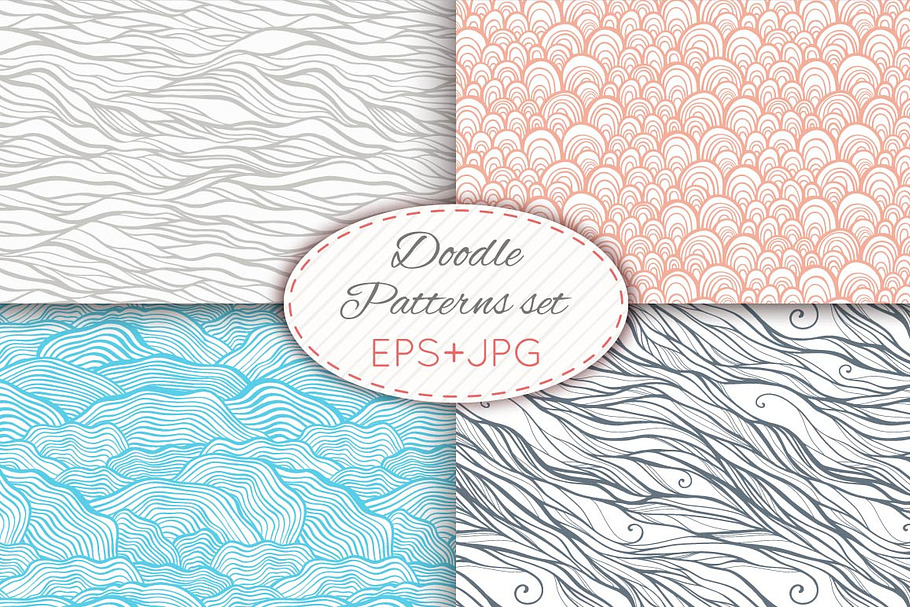 28 doodle seamless patterns set in Patterns - product preview 8
