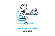 making money online concept , outline icon, linear sign, thin line pictogram, logo, flat illustration, vector