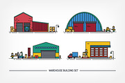 Set of warehouse buildings