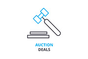 auction deals concept , outline icon, linear sign, thin line pictogram, logo, flat illustration, vector