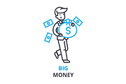 big money concept , outline icon, linear sign, thin line pictogram, logo, flat illustration, vector