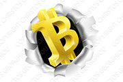 Bitcoin Breaking Through Background Concept