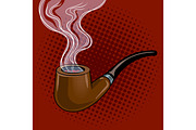 Smoking pipe pop art vector illustration