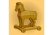 Trojan horse pop art vector illustration