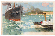 vtg greetings, liner and tugs