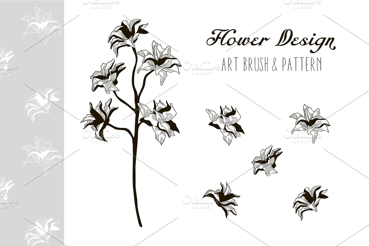 Flower Design. Art Brush & Pattern in Illustrations - product preview 8