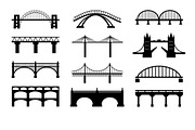 Vector bridges silhouettes icons